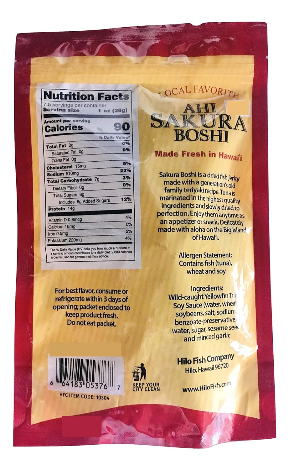 Hawaiian Ahi Sakura Boshi Teriyaki Flavored Fish Jerky