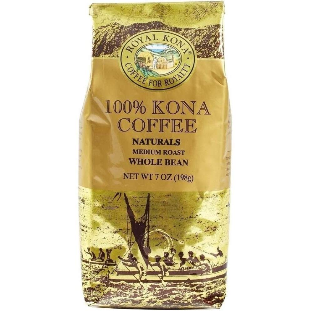 Royal Kona 100% Hawaiian Kona Coffee, Estate Medium Roast, Whole Bean - 7 Ounce Bag