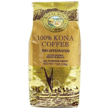 Royal Kona 100% Hawaiian Kona Coffee, Ground, Private Reserve Medium Roast - 7 Ounce Bag (Pack of Two)