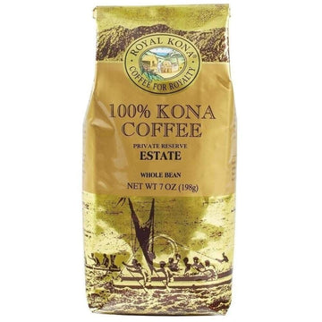 Royal Kona 100% Hawaiian Kona Coffee, Estate Medium Roast, Whole Bean - 7 Ounce Bag