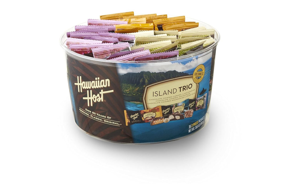 Hawaiian Host Island Trio Gift Pack 36 Count Chocolate and Macadamia,27 grams