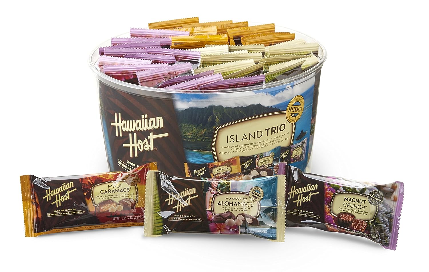 Hawaiian Host Island Trio Gift Pack 36 Count Chocolate and Macadamia,27 grams