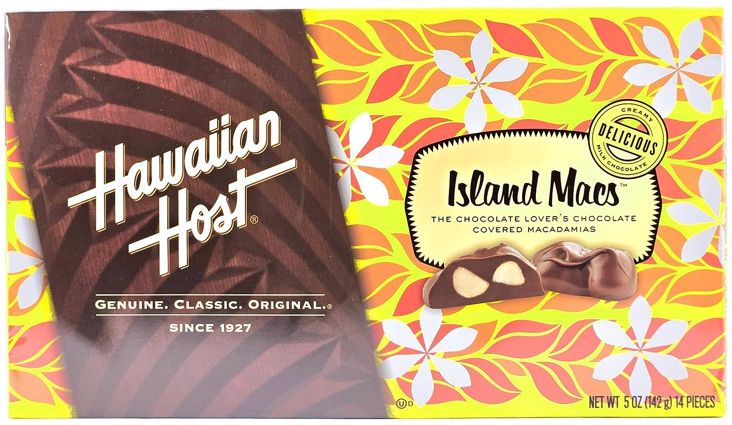 Hawaiian Host Island Macs Tiare Milk Chocolate Covered Macadamia Nuts 5 oz Boxes (1 Box)