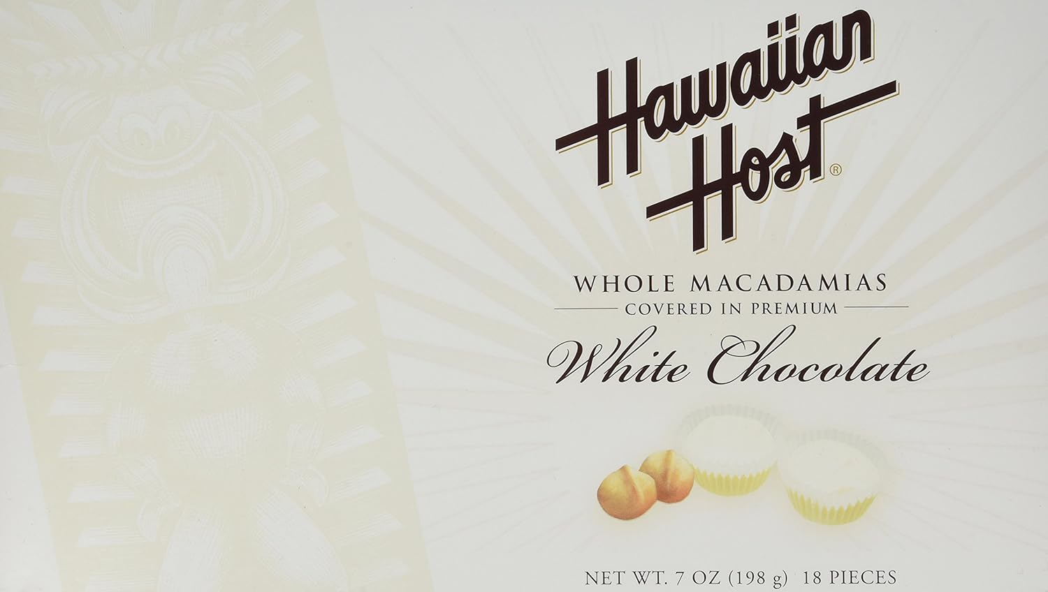 Hawaiian Host WHOLE MACADAMIAS COVERED IN PREMIUM WHITE CHOCOLATE BOX NET WT 7 OZ (198 g)