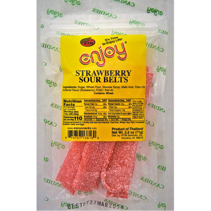 Enjoy Strawberry Sour Belts 2.5oz