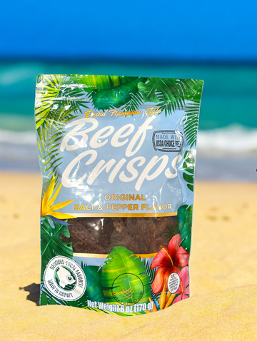 Hawaiian Beef Crisps – Salt & Pepper Flavor – Crispy, High-Protein Snack – Made with USDA Choice Beef – 6oz (170g) – Made in Hawaii