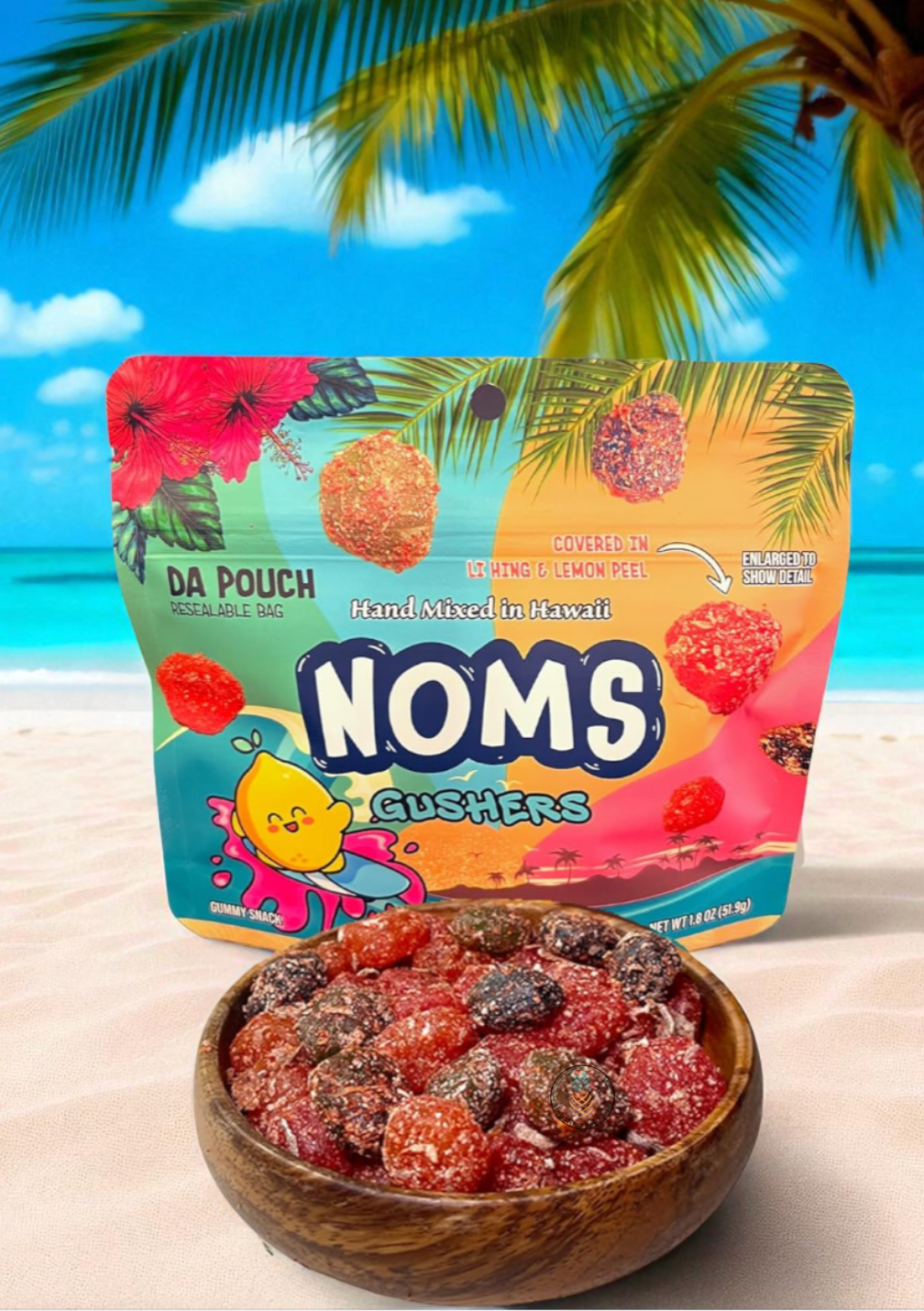 Hawaii Candy Factory | Noms Gushers - Da Pouch | Li Hing Lemon