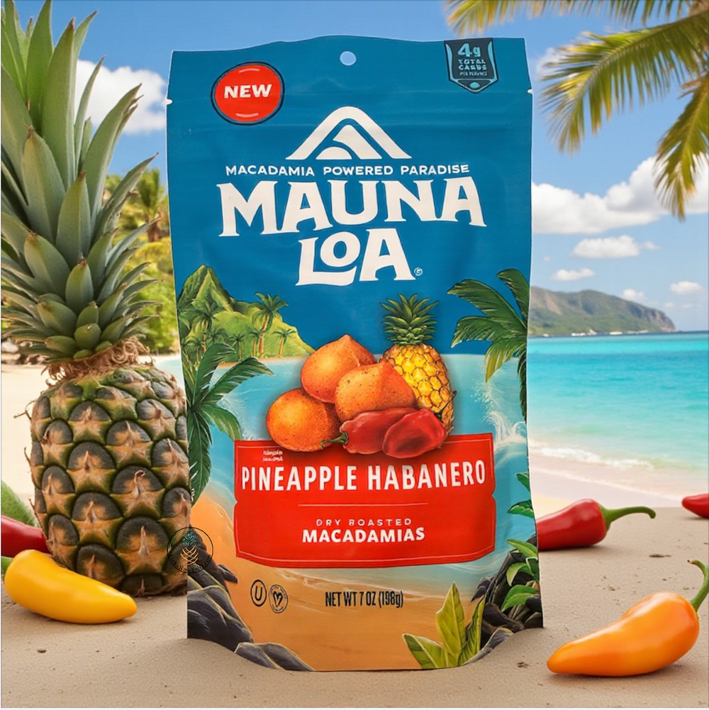 Mauna Loa Pineapple Habanero Macadamia Nuts – 7 oz (198g) | Dry Roasted Hawaiian Macadamias | Sweet & Spicy Tropical Snack | Gluten-Free | Made in Hawaii