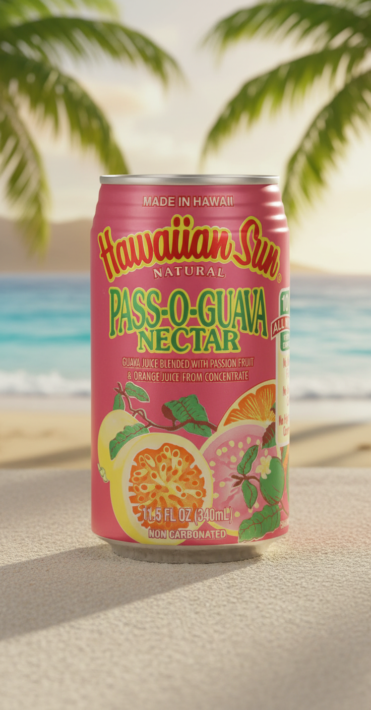 Hawaiian Sun Pass-O-Guava POG Nectar 11.5oz Cans Pack of 24 Made in Hawaii