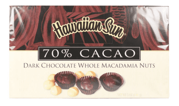 Hawaiian Sun 70% Cacao Dark Chocolate Whole Macadamia Nuts