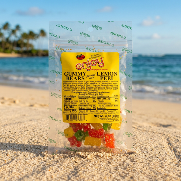 enjoy Lemon Peel Gummy Bears, Zesty Citrus Candy, 5 oz Bag