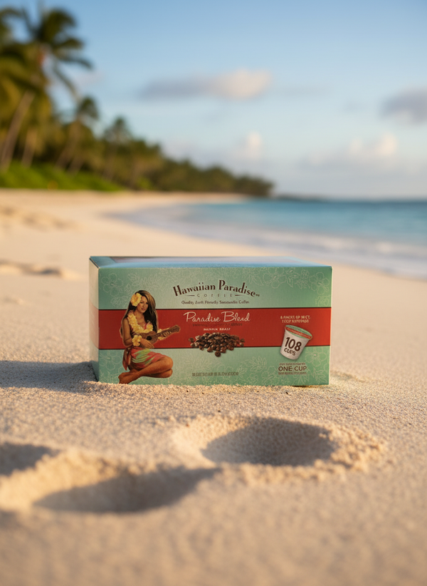 Hawaiian Paradise Coffee Paradise Blend 108 Count Single Serve Pods - Medium Roast Bulk Box - Island-Crafted Coffee Compatible with Keurig K-Cup Brewers