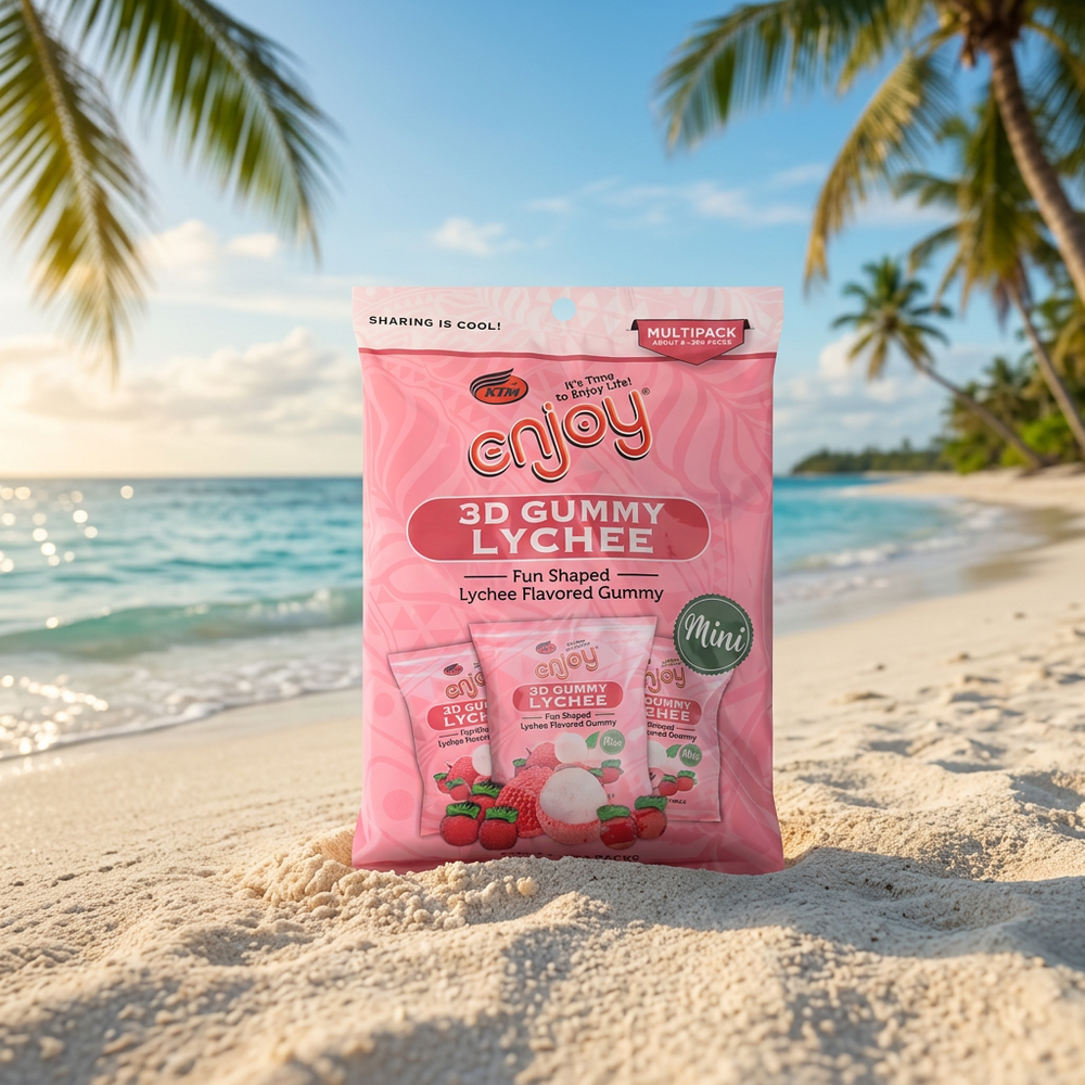 Enjoy 3D Mini Gummy Lychee Multipack, Fruit-Flavored Candy, 6-Pack