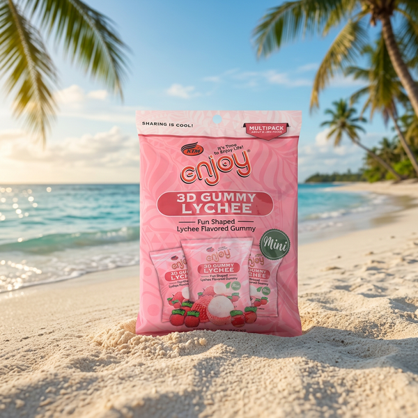 Enjoy 3D Mini Gummy Lychee Multipack, Fruit-Flavored Candy, 6-Pack