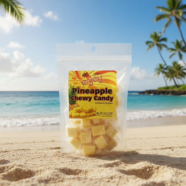 Enjoy Hawaiian Pineapple Chewy Candy - Individually Wrapped Tropical Fruit Chews - 5oz Resealable Bag