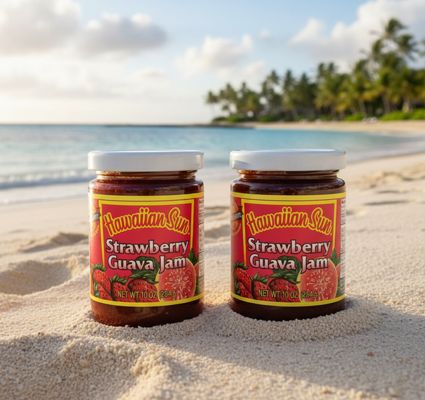 Hawaiian Sun Strawberry Guava Jam Variety Pack - Two 10 oz Glass Jars - Authentic Tropical Fruit Spread Directly from the Islands
