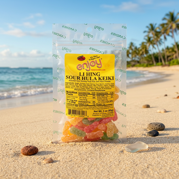 Enjoy Li Hing Sour Hula Keiki Candy, Plum Powder Coated, 3 Oz