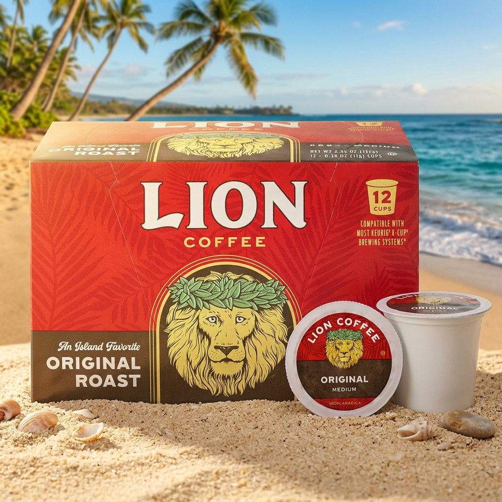 Lion Coffee Original Medium Roast, Single-Serve Coffee Pods, 12 Count Box
