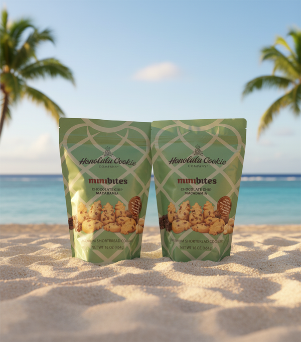 Honolulu Cookie Co. Mini Bites Chocolate Chip Macadamia Shortbread - Two 16oz Bags (32oz Total)