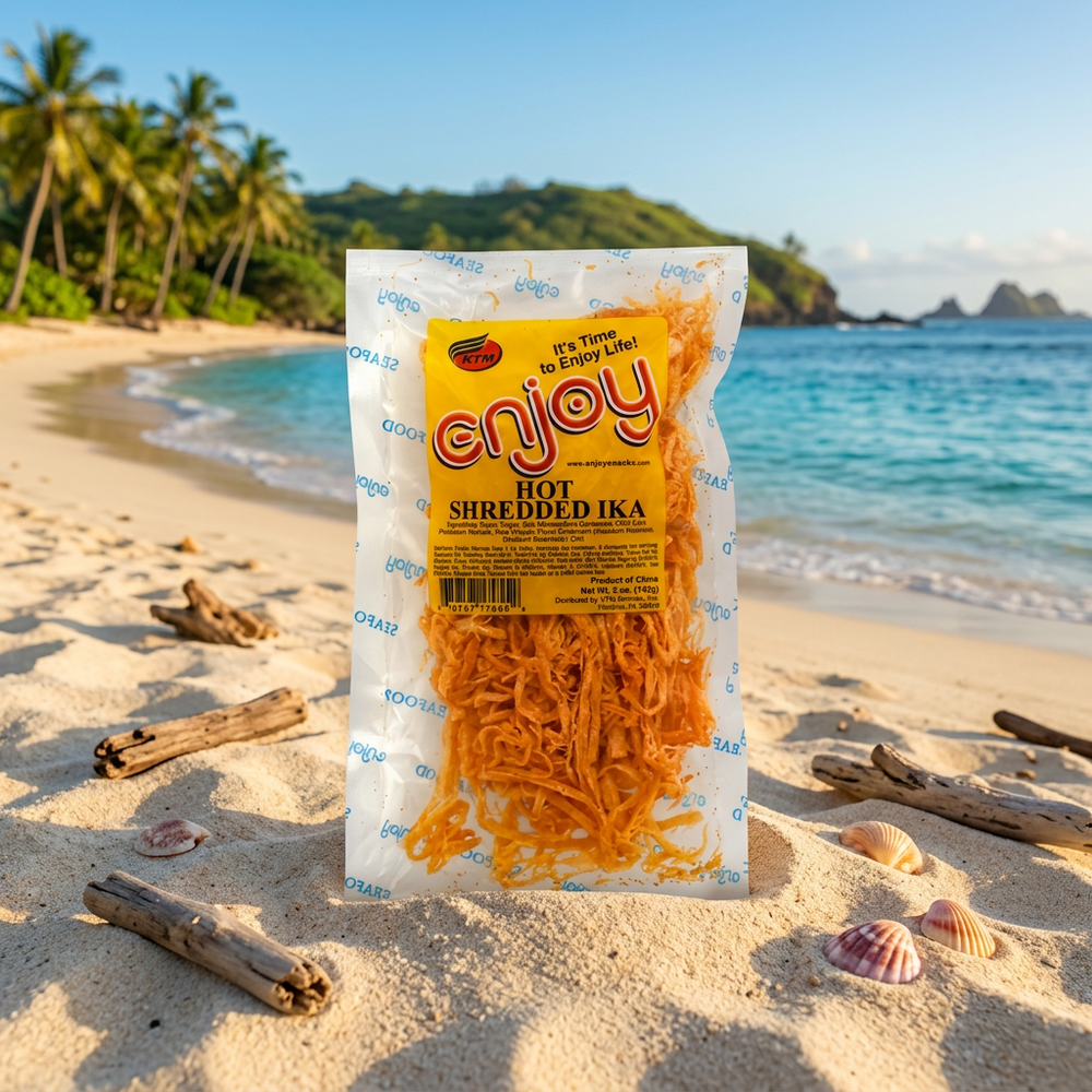 Enjoy Hot Shredded Saki Ika, Spicy Cuttlefish Squid Snack, 5 oz Bag