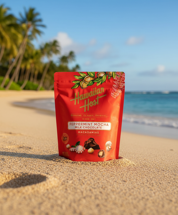 Hawaiian Host Peppermint Mocha Milk Chocolate - Kona Glazed Macadamias (20oz Bag)
