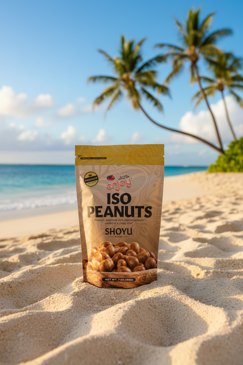 Enjoy Shoyu Iso Peanuts - Crunchy Cracker Coated Peanuts with Savory Sweet Shoyu Glaze, 7oz