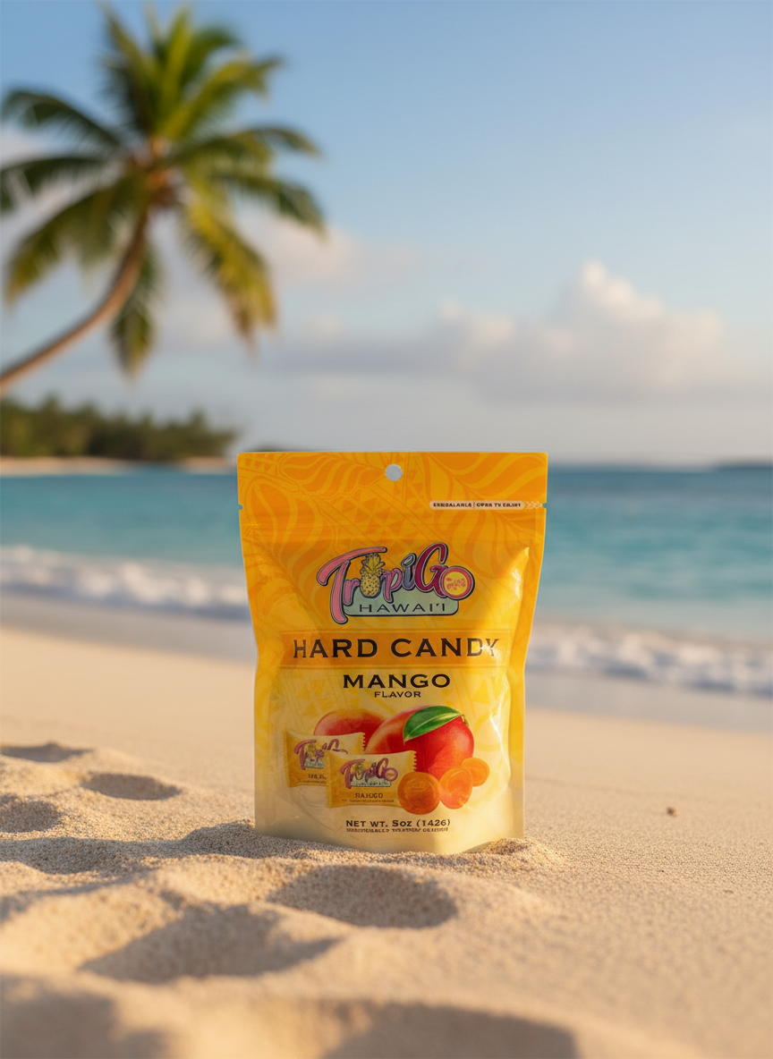 TropiGo Hawaii Tropical Hard Candy - Authentic Mango Flavor (Resealable Bag)