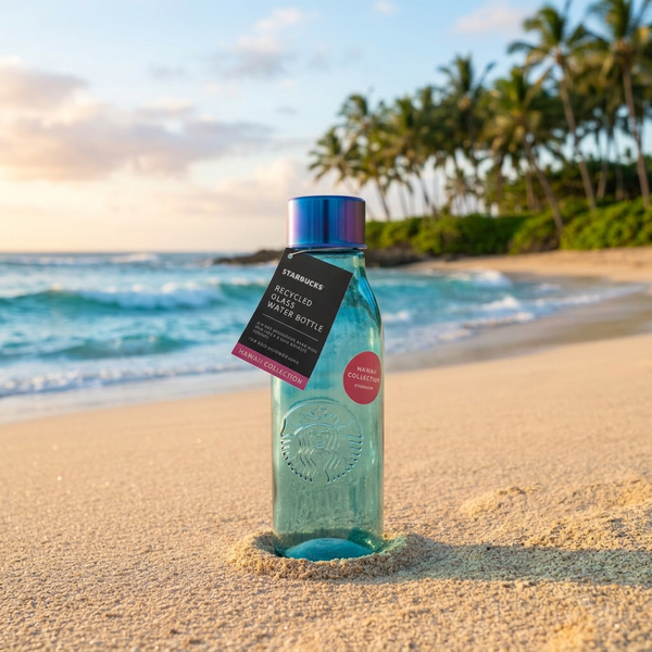 Starbucks Hawaii Collection: Exclusive Recycled Glass Water Bottle - 20oz Island Gradient