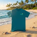Ocean Inspired Hawaiian Sea Turtle Premium Crew Neck Tee, Ocean Teal, Adult Sizes S-XXL