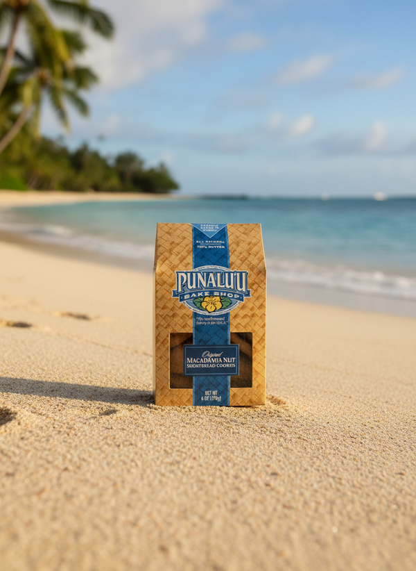 Punalu'u Bake Shop Original Macadamia Nut Shortbread Cookies - All Natural & 100% Butter - Freshly Baked in Hawaii (6oz)