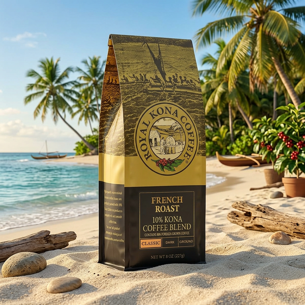 Royal Kona Coffee Classic French Roast, Hawaiian Kona Ground Coffee, 8 oz