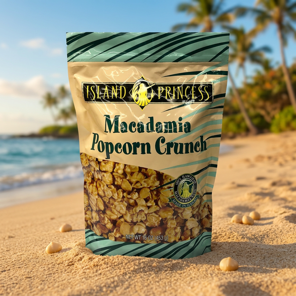 Island Princess Macadamia Nut Popcorn Crunch, Award-Winning Caramel, 16 oz
