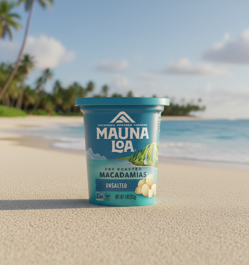 Mauna Loa Premium Hawaiian Roasted Macadamia Nuts - Natural Unsalted Flavor - 4 Oz Bag