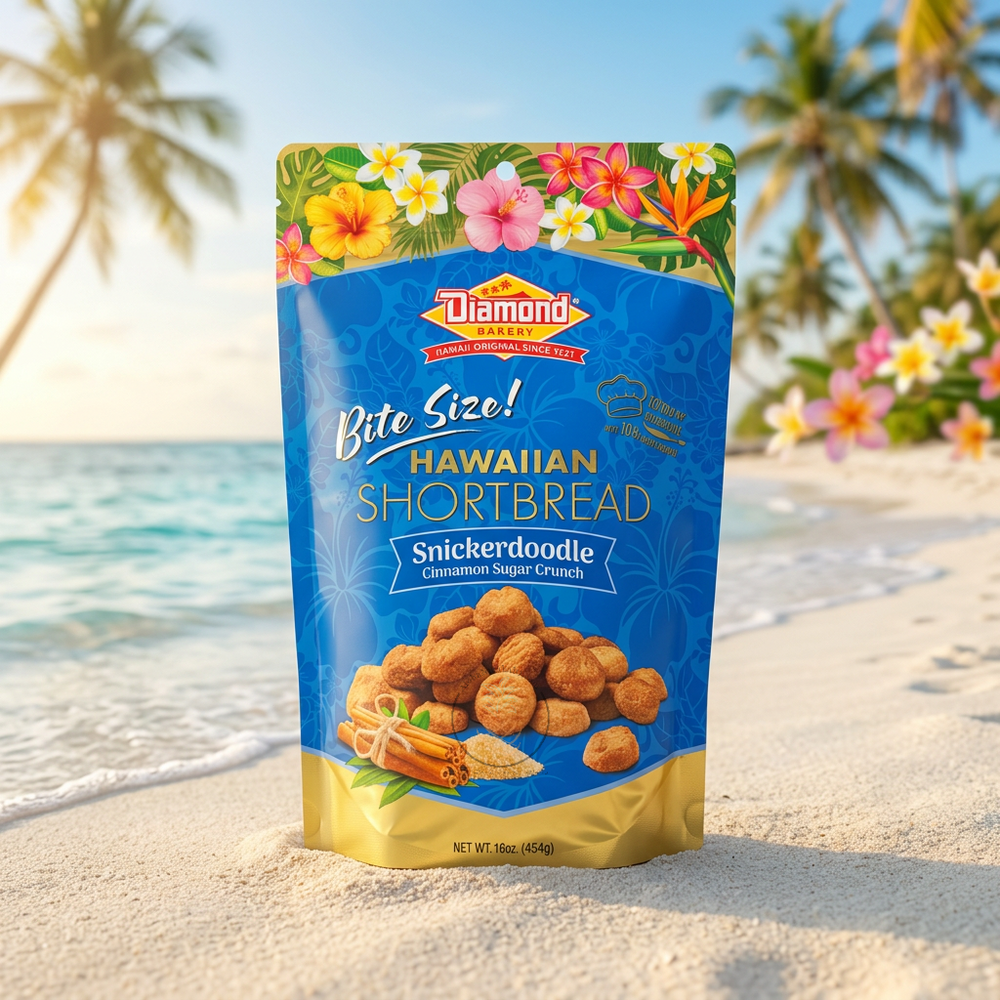 Diamond Bakery Hawaiian Shortbread Snickerdoodle Bites, Cinnamon Sugar Crunch, 16 oz