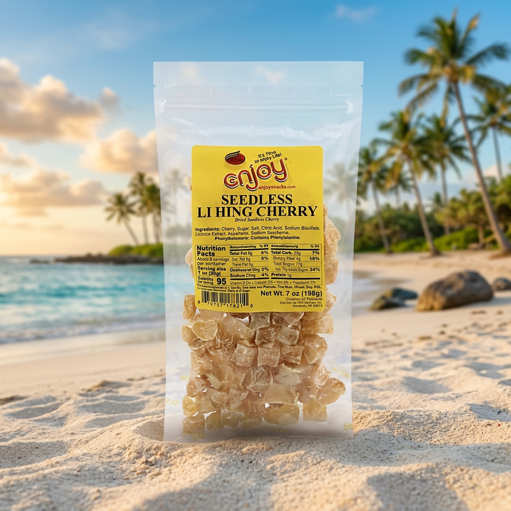 Enjoy Seedless Li Hing Cherry, Dried Hawaiian Snack, 4 oz Bag