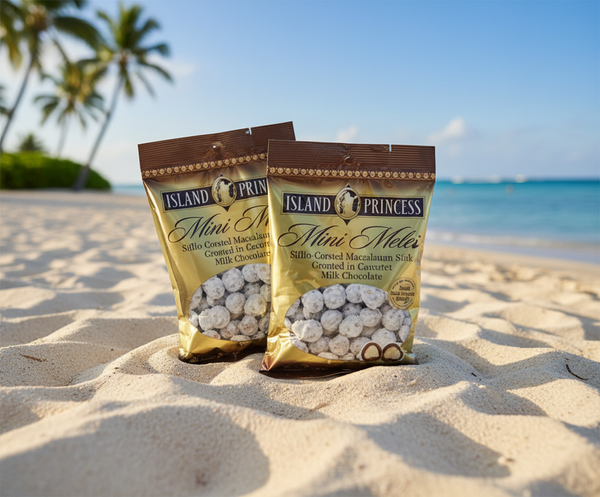 Island Princess Mini Meles: Toffee Coated Milk Chocolate Macadamia Nuts (Pack of 2)