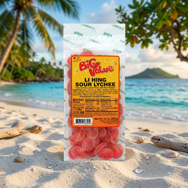 Enjoy Li Hing Sour Lychee, Tangy Plum Gummy Candy, 14 oz
