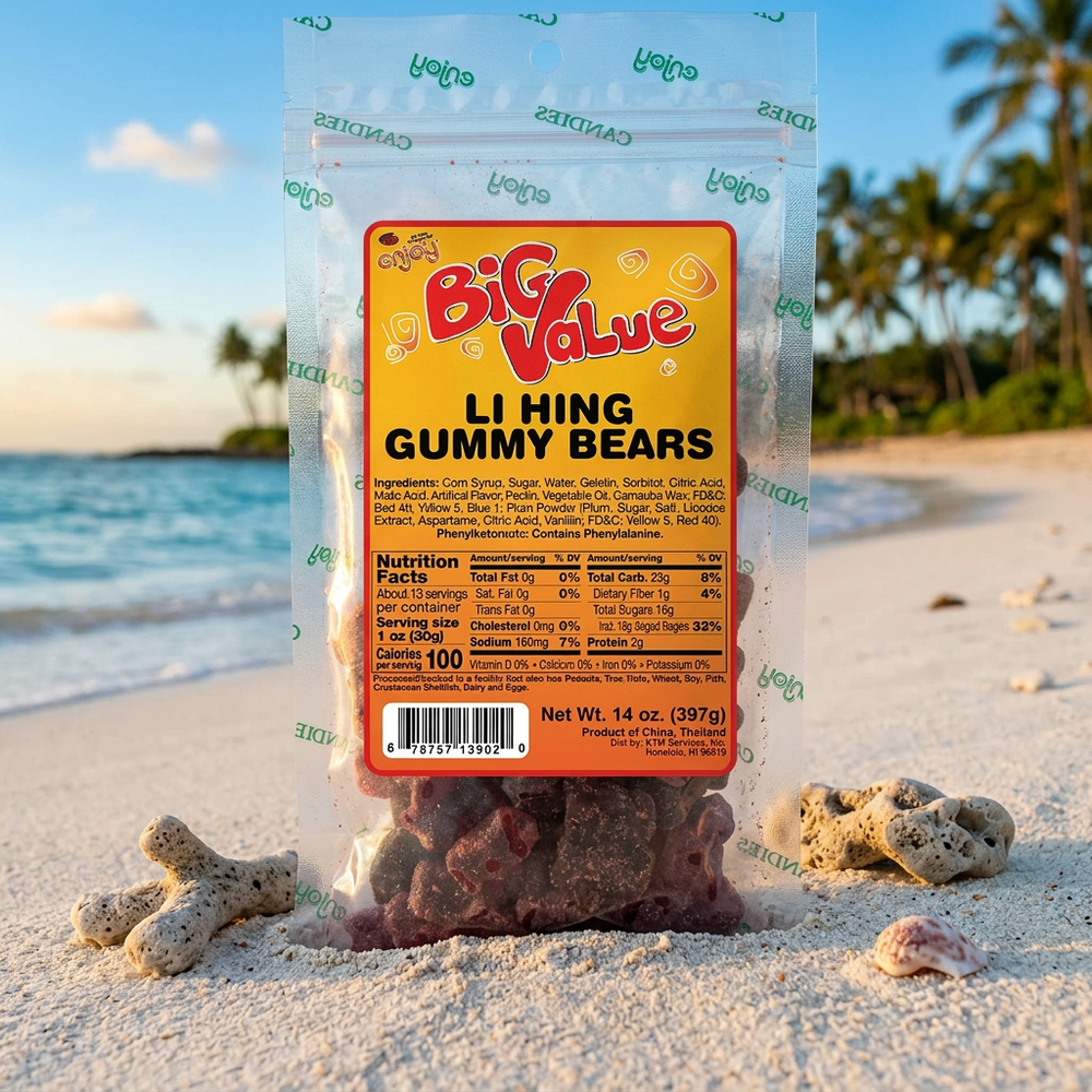 Enjoy Big Value Li Hing Gummy Bears, Sweet & Tart, 14 oz
