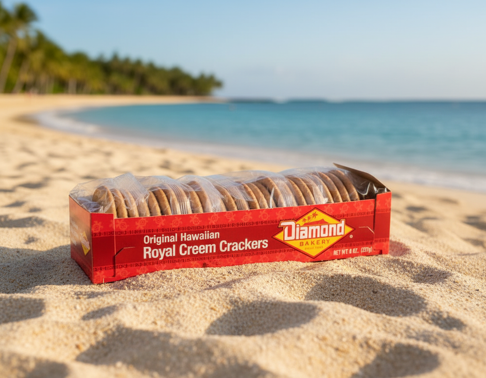 Diamond Bakery Original Hawaiian Royal Creem Crackers - Authentic Island-Crafted Flatbread (8 Oz)