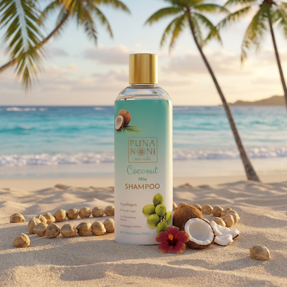 Puna Noni Naturals Noni & Coconut Revitalizing Shampoo - Island-Crafted Hair Care (12 fl oz)