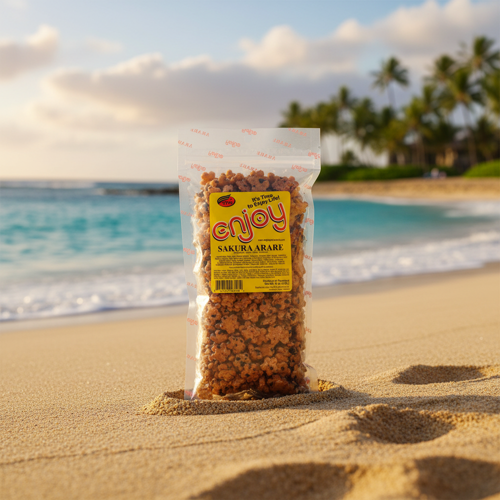 Enjoy Sakura Arare Rice Crackers (3-Pack) — Authentic Crunchy Hawaiian Style Mochi Crunch