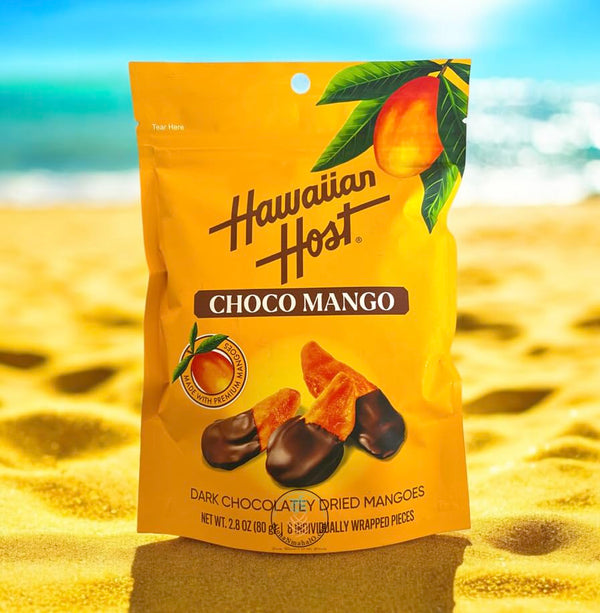 Hawaiian Host Choco Mango – Premium Dark Chocolate Dipped Dried Mango Slices – 2.8oz Gift Bag