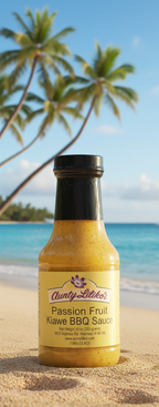 Aunty Lilikoi Passion Fruit Kiawe BBQ Sauce - Authentic Island-Crafted Grilling Glaze, 10 oz