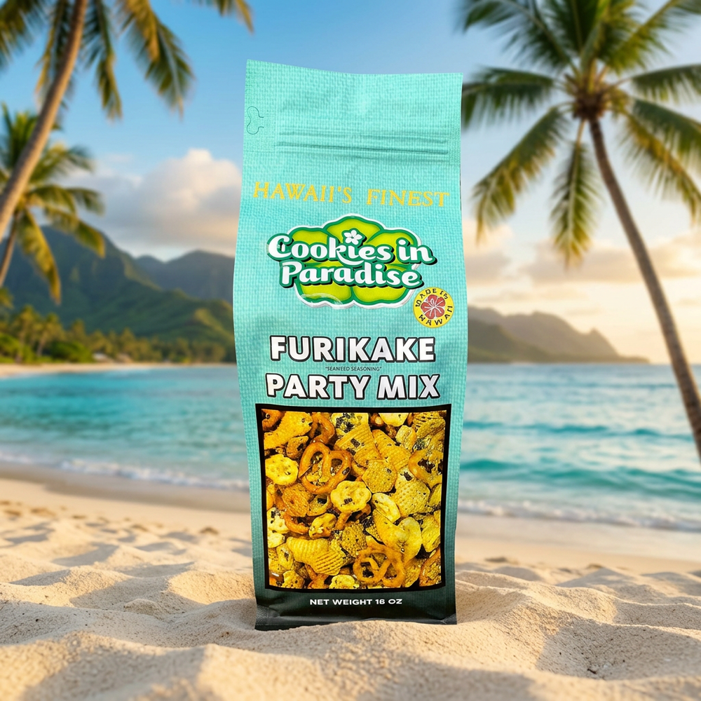 Cookies In Paradise Furikake Party Mix, Savory Island Snack, 18oz Bag