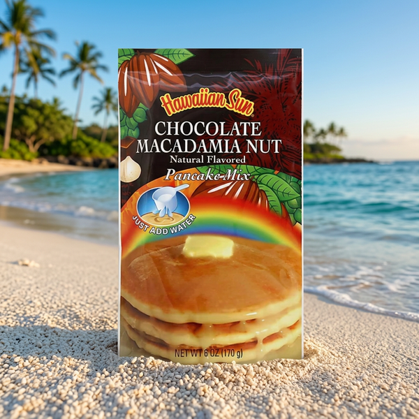 Hawaiian Sun Chocolate Macadamia Nut Pancake Mix, Just Add Water, 6 oz