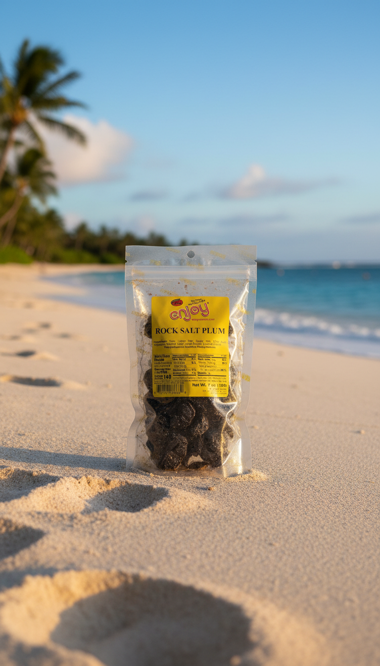Enjoy Hawaiian Rock Salt Plum, Sweet & Tangy Preserved, 7 oz Bag