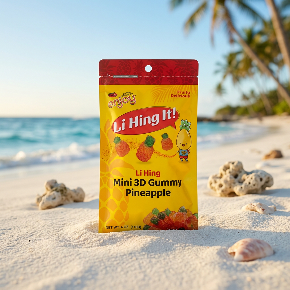 Li Hing It! Mini 3D Gummy Pineapple, Fruity Chewy Candies, 4 oz