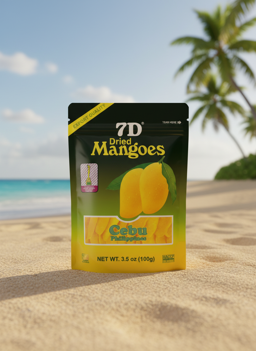 7D Premium Dried Mangoes from Cebu - Naturally Delicious Tropical Snack - 5 Pack (17.5oz Total)
