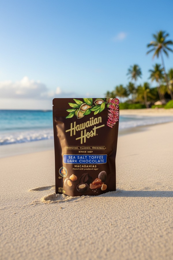 Hawaiian Host Paradise Collection - Sea Salt Toffee Dark Chocolate Macadamia Nuts (7 oz)