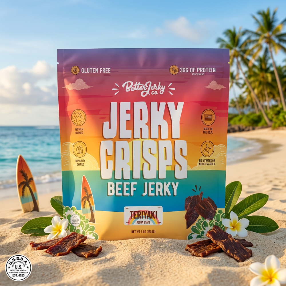 Better Jerky Co. Teriyaki Jerky Crisps, Ultra-Thin & Crispy, 36g Protein